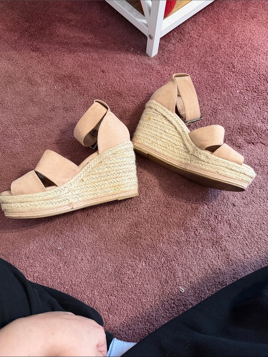 Target Shoes - Target Pink-Tan Espadrille Platform Wedge Sandals